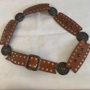 Etcetera Brown Leather Western Belt - Large